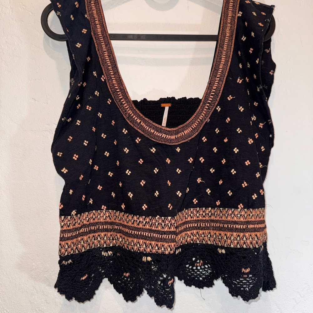 Free People Crochet Ruffle Crop Top